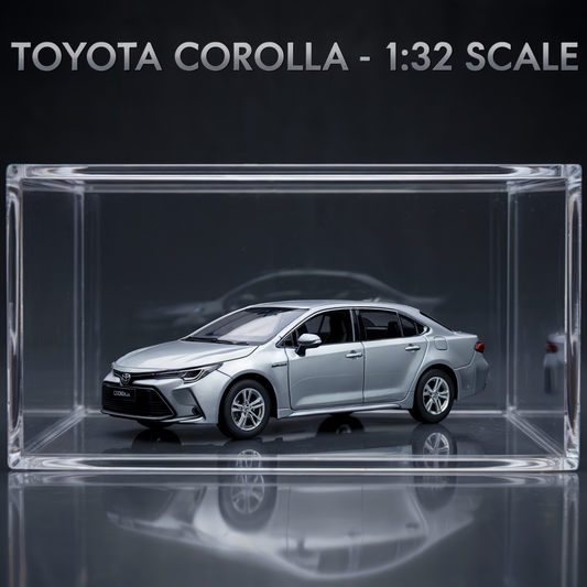 Toyota Corolla Diecast Model with Acrylic Frame 1:32 | نموذج داي كاست تويوتا كورولا مع إطار أكريليك مقياس 1:32