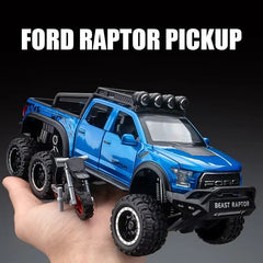 Diecast Model Ford Raptor F150 6x6 Without Bike 1/24 | نموذج داي كاست فورد رابتر F150 6x6 بدون دراجة بمقياس 1:24