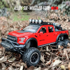 Diecast Model Ford Raptor F150 6x6 Without Bike 1/24 | نموذج داي كاست فورد رابتر F150 6x6 بدون دراجة بمقياس 1:24